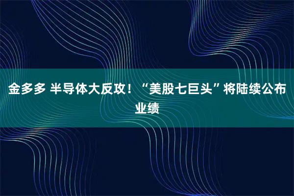 金多多 半导体大反攻！“美股七巨头”将陆续公布业绩
